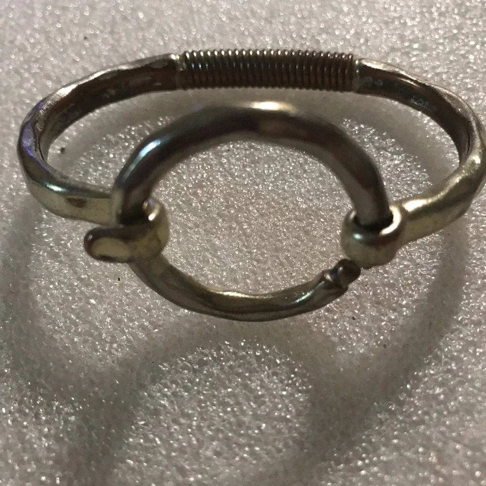 Men's Metal Hook Cuff Bracelet -silver over copper